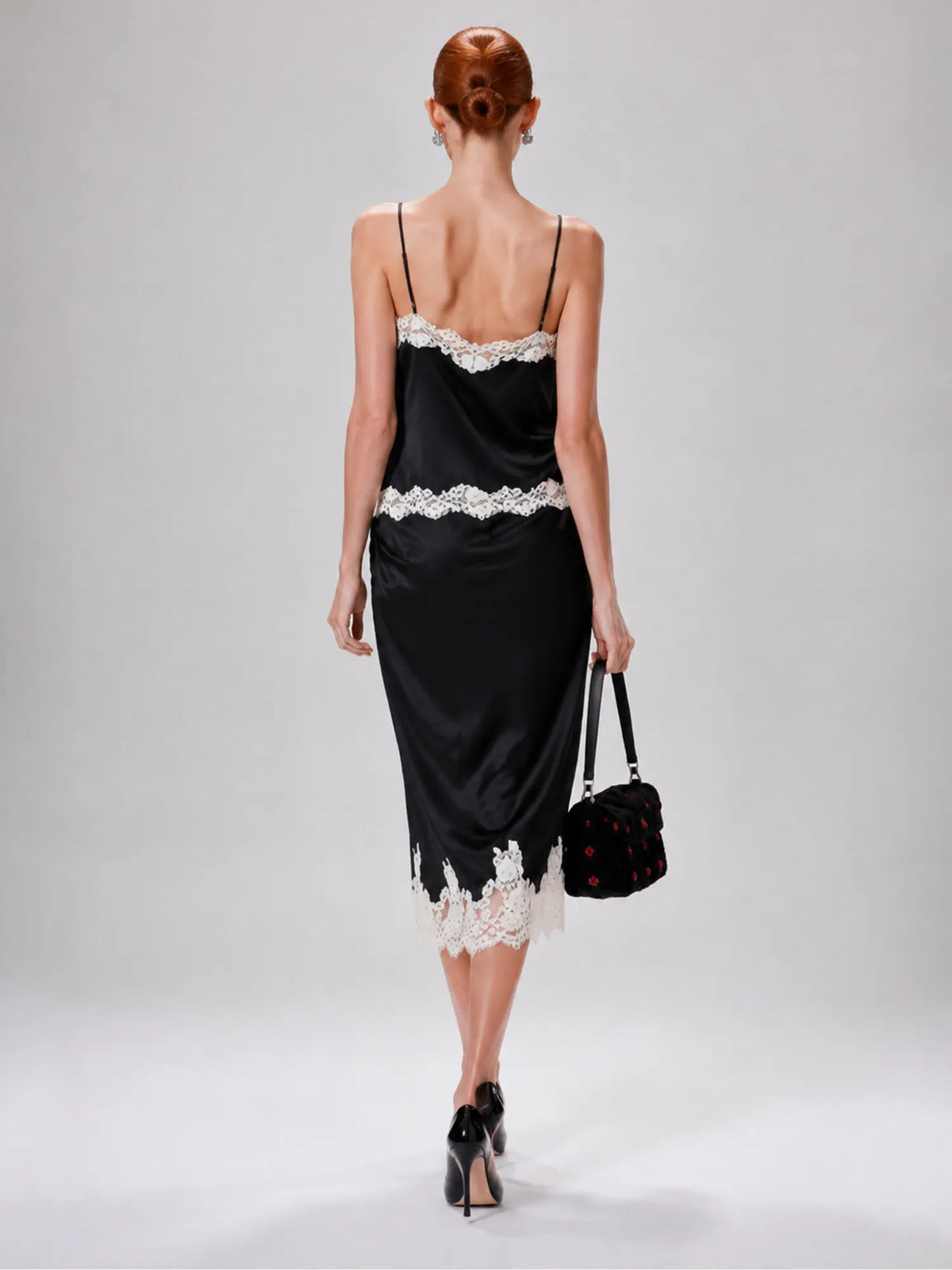 Emmeline Lace and Satin Panel Midi Set