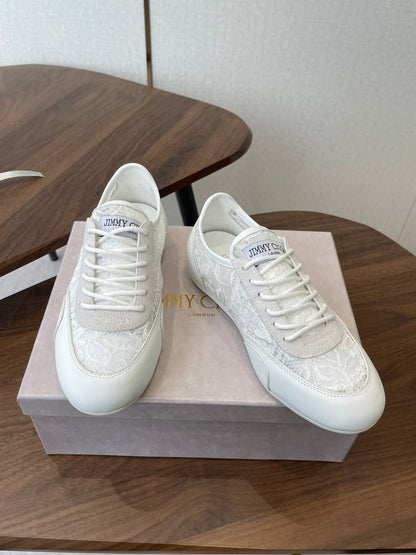 Jimmy Choo Sunny F Sneaker White Lace Leather