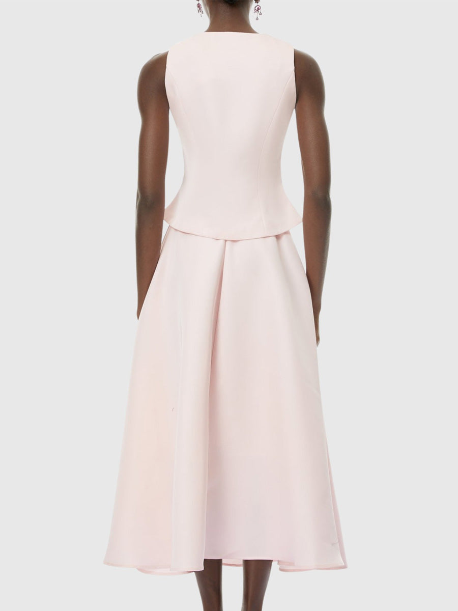 Elara Crystal Embellished Vest & Midi Skirt Set