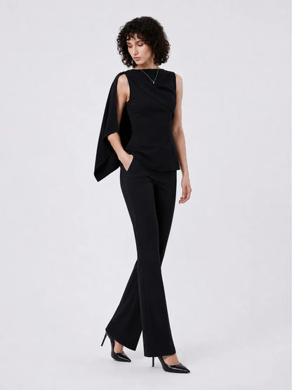 Noelia Fitted Sleeveless Top and High-Waisted Flared Trousers Set