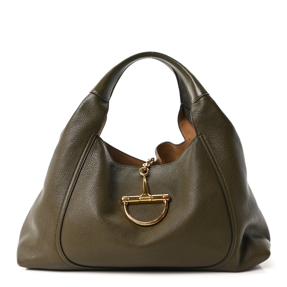Grained Calfskin Softbit Maxi Shoulder Bag Forest Green