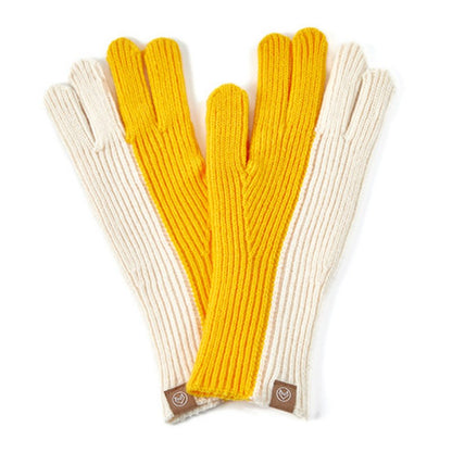 Color Block Simple Ribbed Knit Gloves