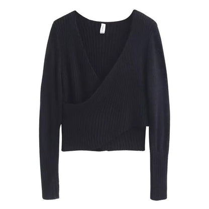 Autumn Sexy Cross V-Neck Sweater