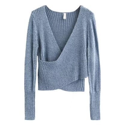 Autumn Sexy Cross V-Neck Sweater