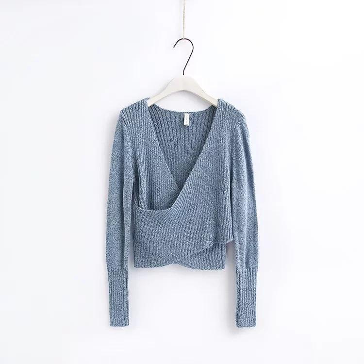 Autumn Sexy Cross V-Neck Sweater