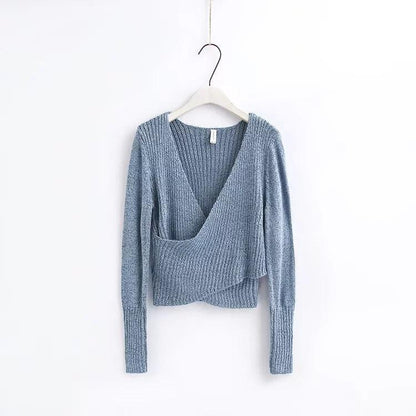 Autumn Sexy Cross V-Neck Sweater