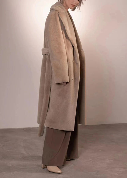 Velvet Coat Longline Double Breasted Tailored Lapel