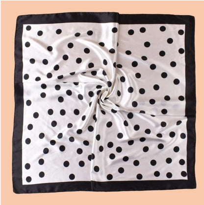 Scarvii - Vintage Polka Dot Silky Square Scarf