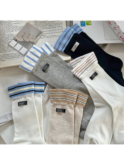 Rufia - Preppy Stripe Crew Socks - Sporty &amp; Chic