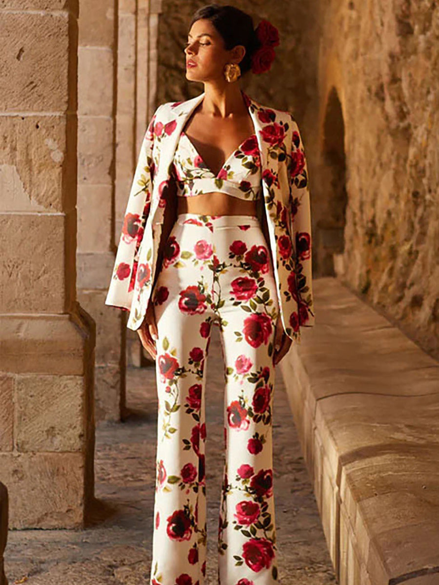 Anastasia Floral Blazer Pants Three Piece Set