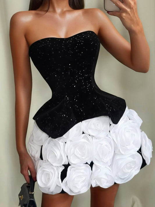 Alondra Floral Velvet Mini Dress