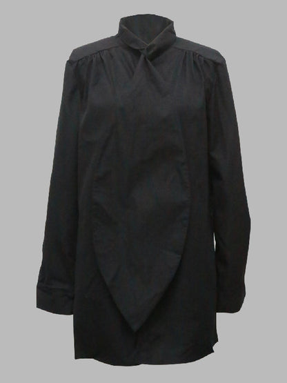 Long Sleeves Loose Solid Color High-Neck Blouses&Shirts Tops