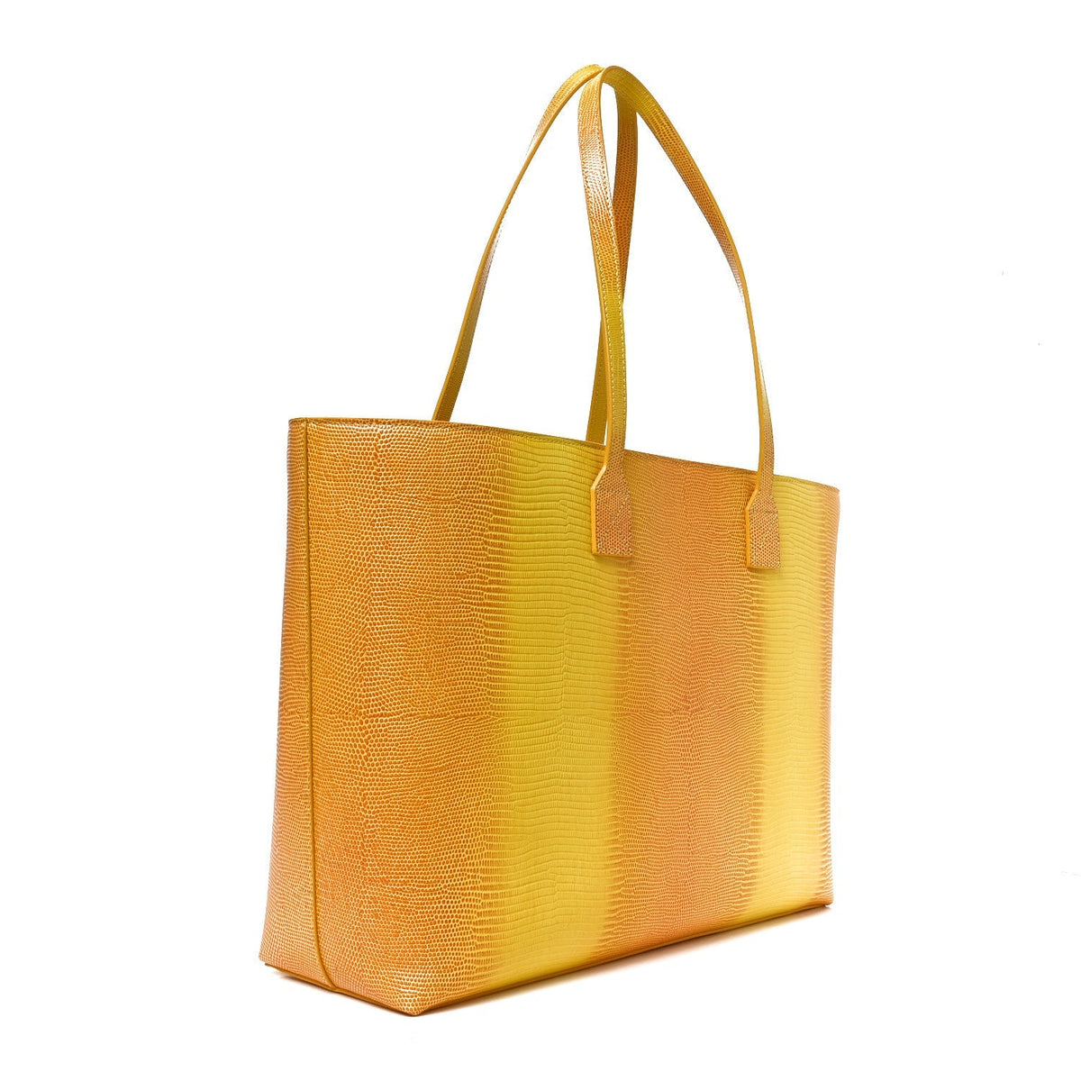 Calfskin Lizard Embossed Medium London Tote Marigold
