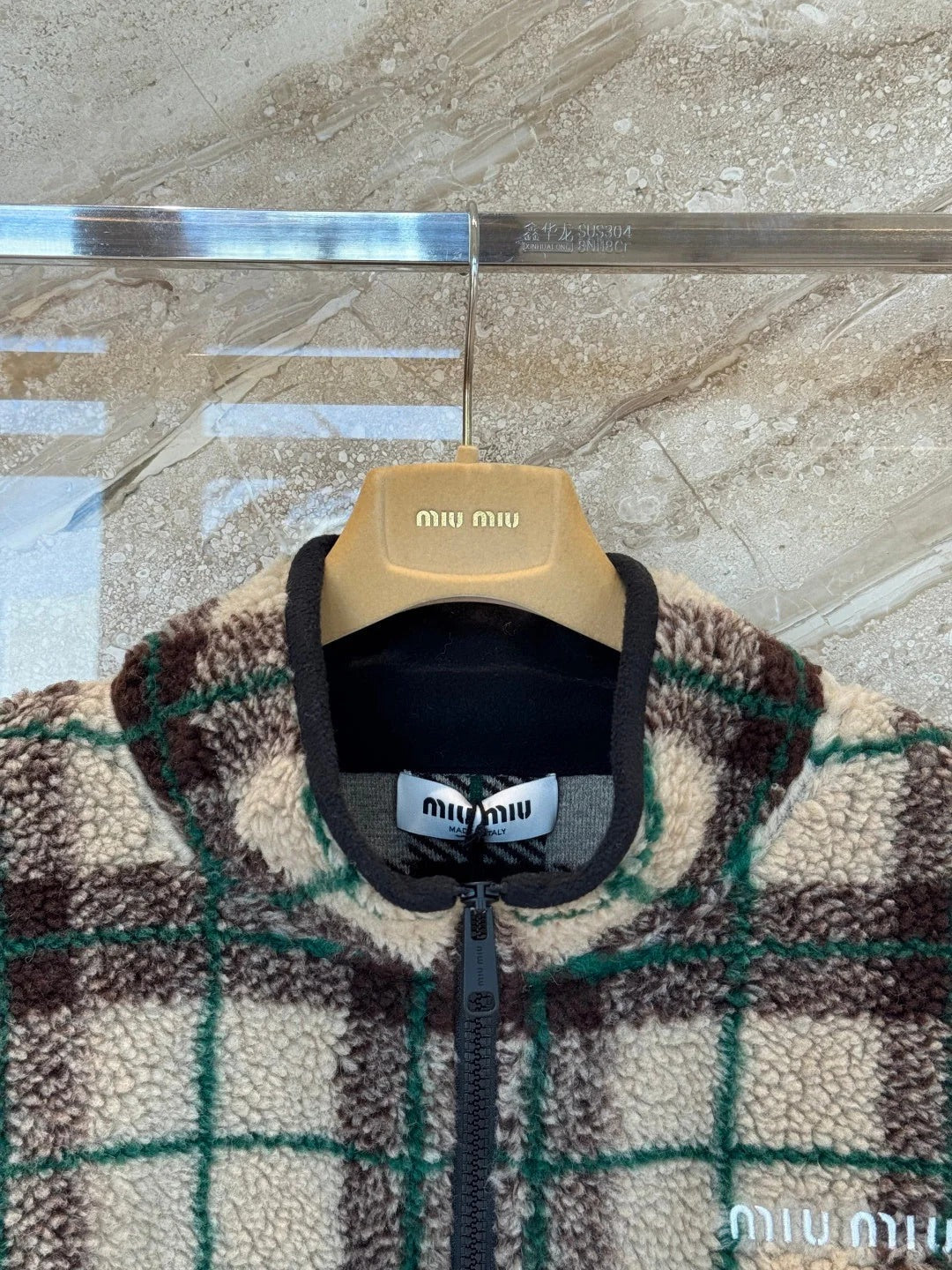 MIUMIU PLAID FLEECE JACKET STYLE 714