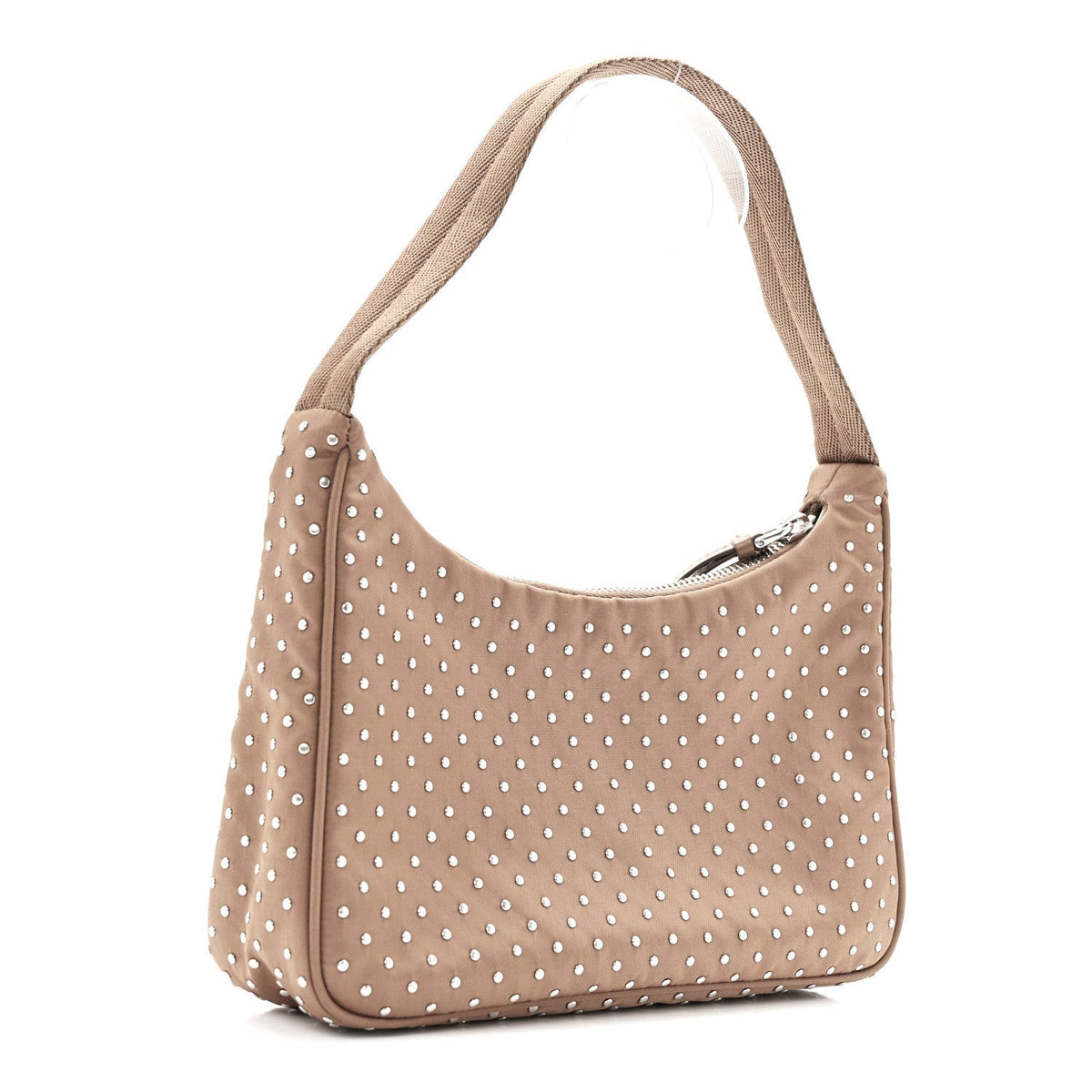 Tessuto Nylon Studded Mini Re-Edition Bag Brandy