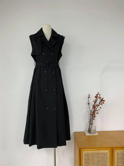 Sleeveless V-Neck Trench Coat