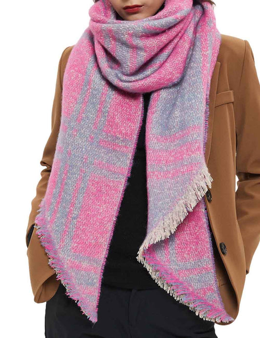 Vintage Jacquard Plaid Triangle Soft Scarf