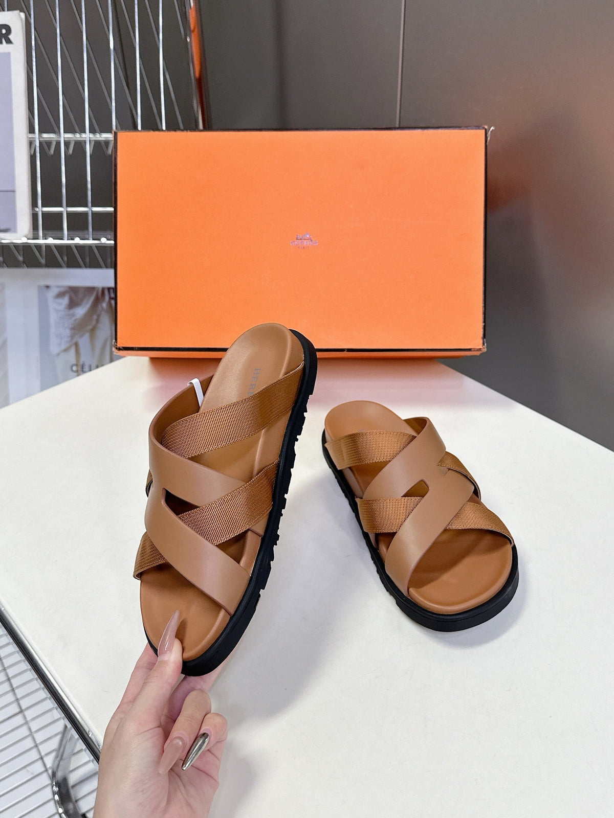 HM 25 Kazimir Sandal Two-tone Calfskin Canvas
