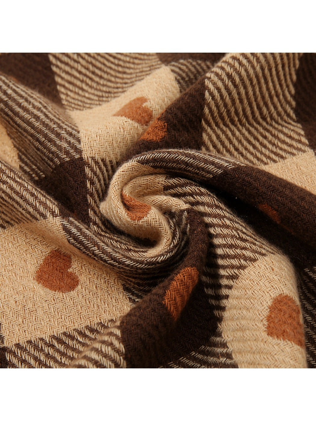 Sscarvii - Heart Print Plaid Winter Scarf