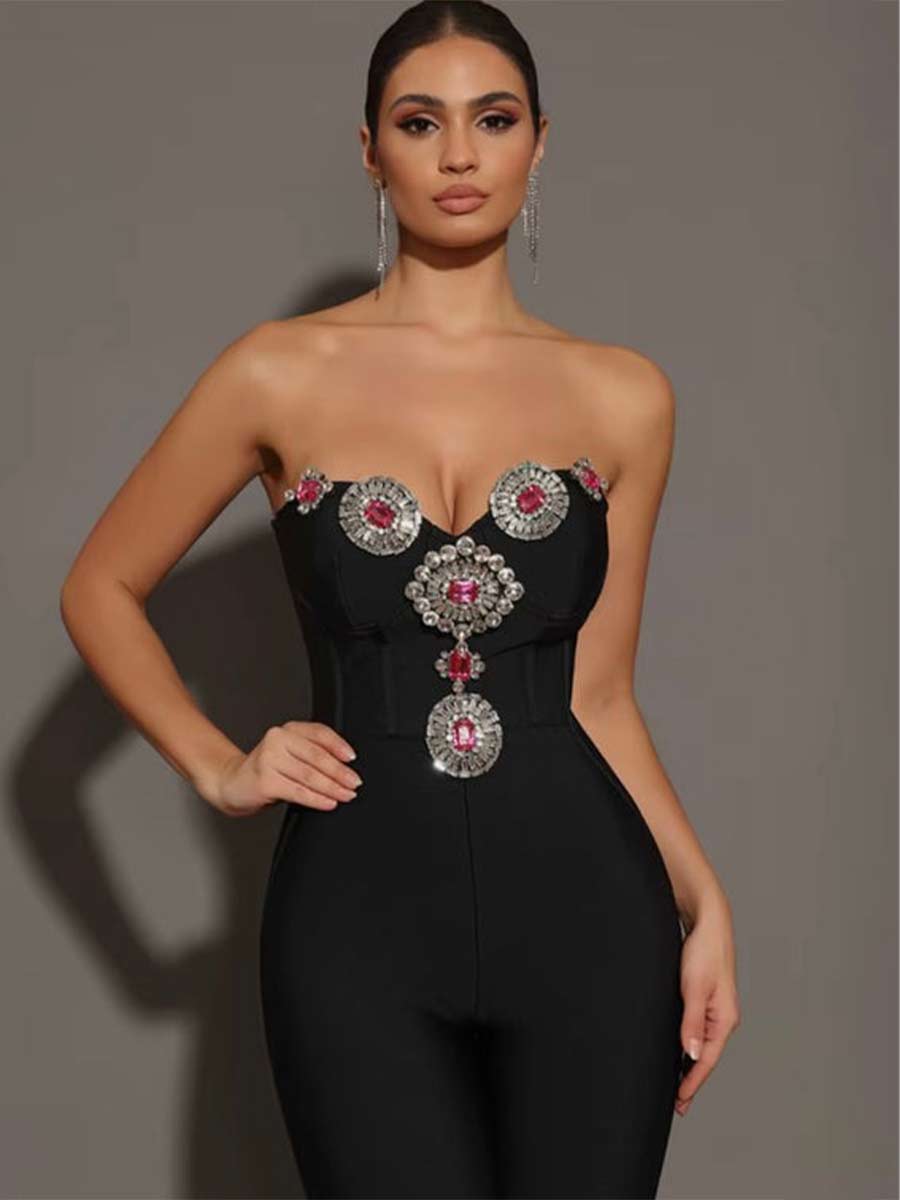 Carina Sparkling Diamond Sexy Jumpsuit