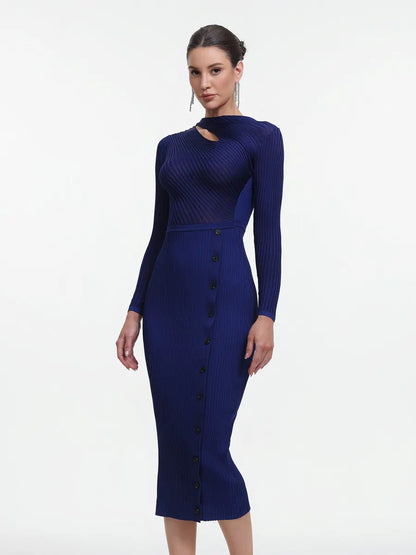 Esperanza Long Sleeve Cutout Knit Maxi Dress