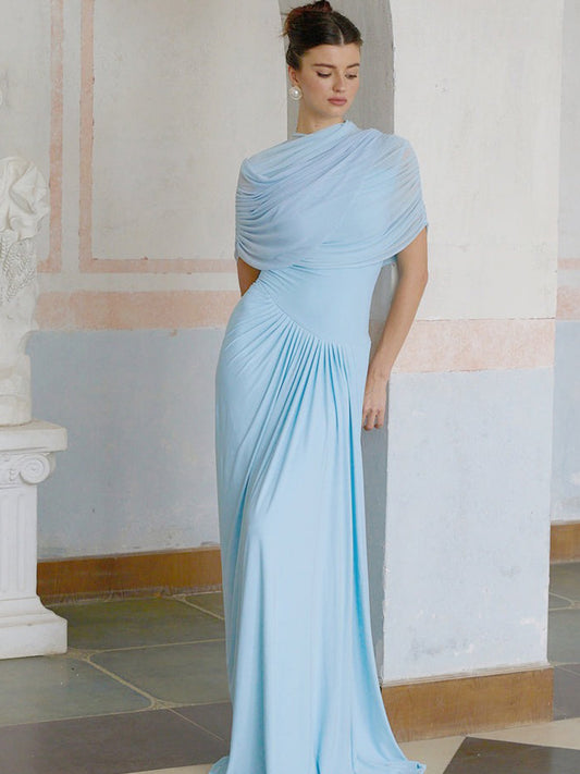 Harper Asymmetrical Pleated Maxi Dress