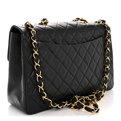 Lambskin Quilted XL Jumbo Single Flap Black
