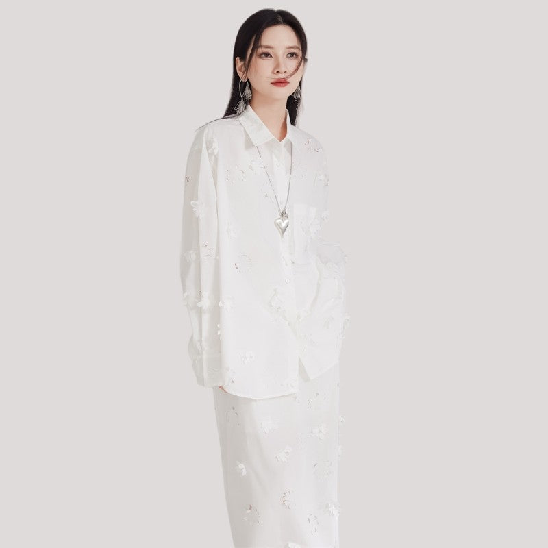 3D Hollow Cut Floral Shirt