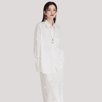 3D Hollow Cut Floral Shirt