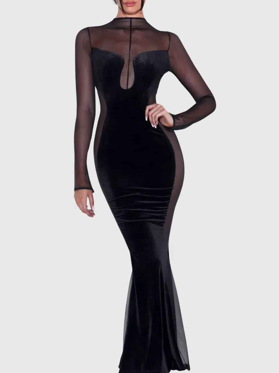 Eleonora Velvet Mesh Maxi Dress