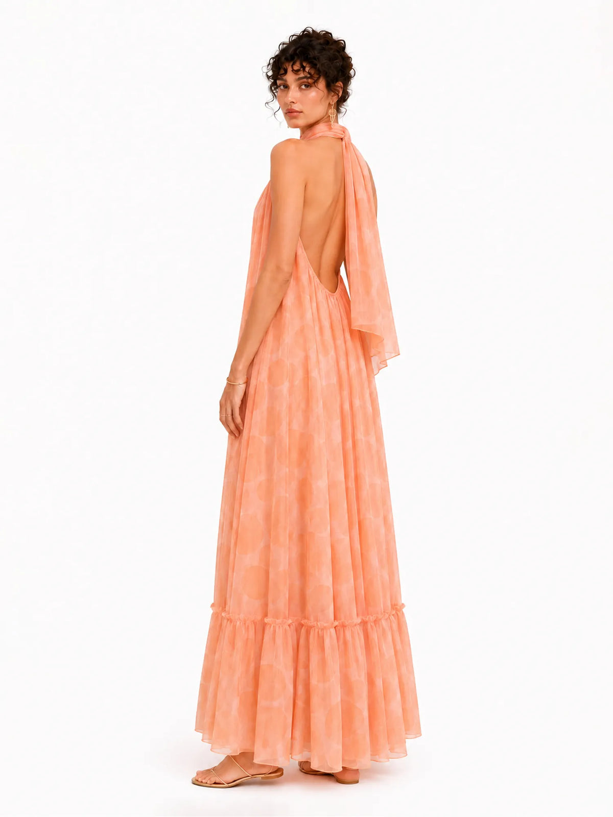 Aurora Printed Halter-Neck Backless Maxi Dress