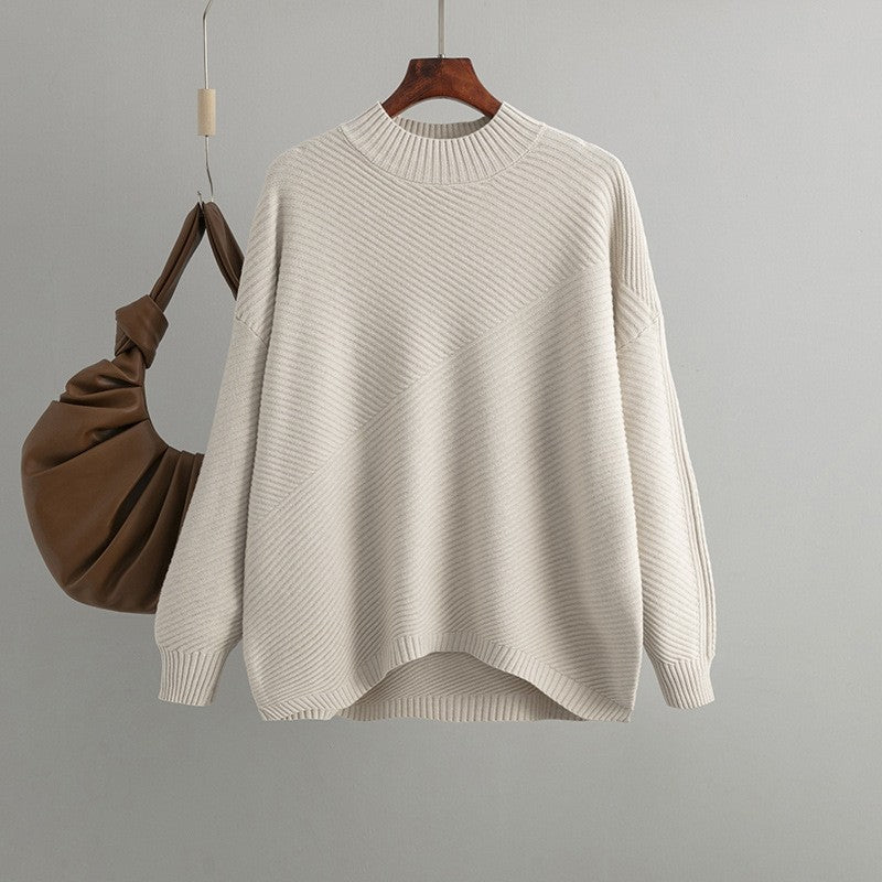 Solid Color Pullover Turtleneck Sweater
