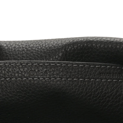 Grained Calfskin Medium Marcie Saddle Bag Black