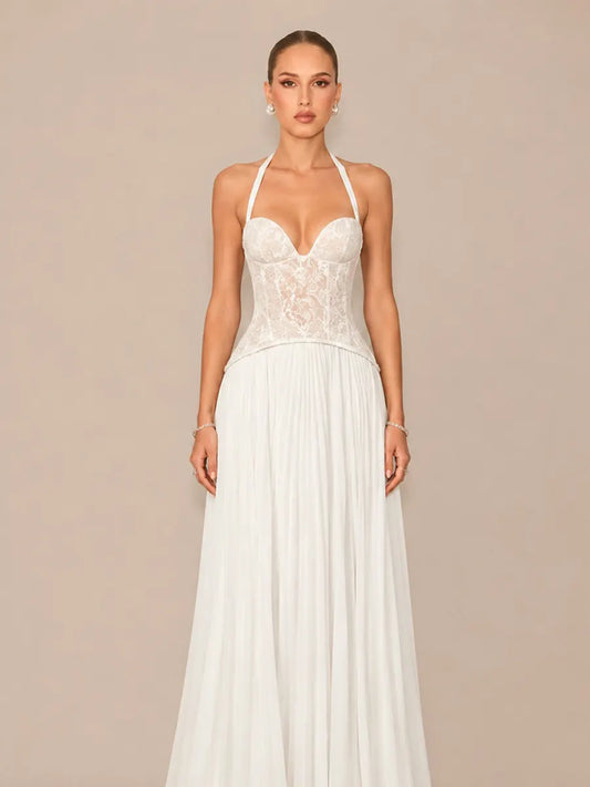 Kamila Ruched Halter-Neck Bodycon Maxi Dress