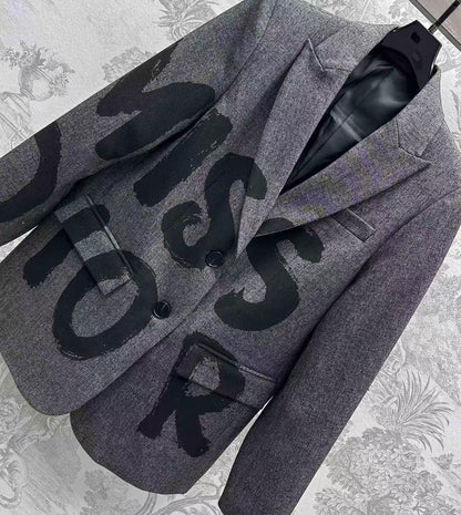 Dior 2025 Miss Dior Blazer Jacket Gray Black Cotton