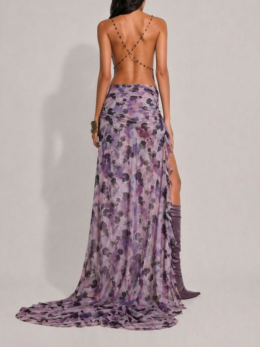 Mila Cutout Backless Strappy Mesh Maxi Dress