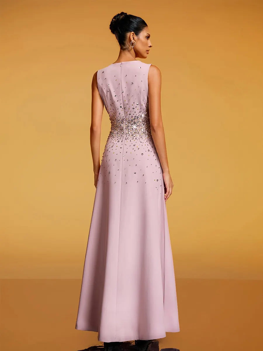 Sienna Sleeveless Rhinestone Maxi Dress