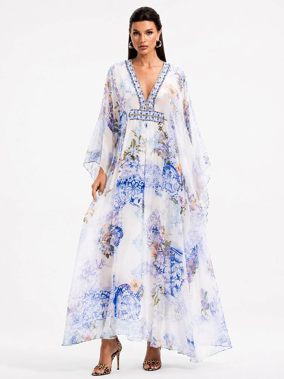 Natalia Floral Print Chiffon Maxi Dress