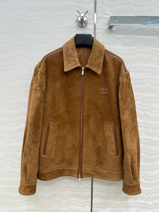 MIUMIU CLASSIC BROWN SUEDE JACKET 276214