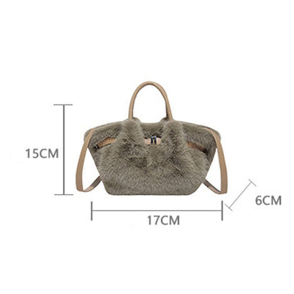 Soft Faux Fur Fluffy Tote Shoulder Bag