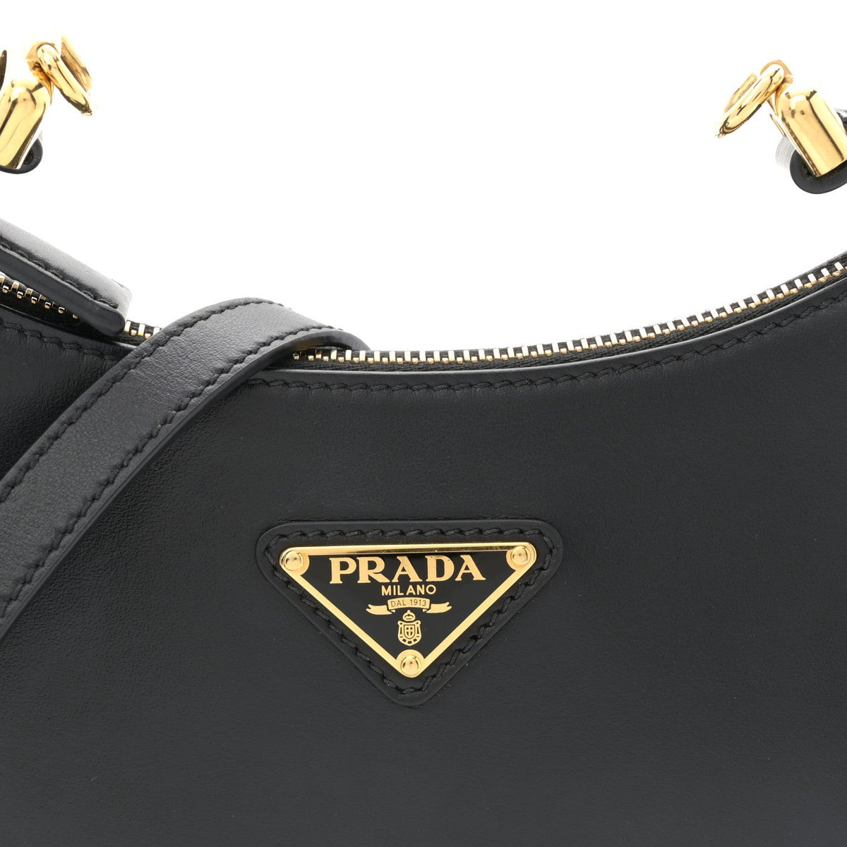 Soft Calfskin Arque Shoulder Bag Black