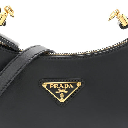 Soft Calfskin Arque Shoulder Bag Black