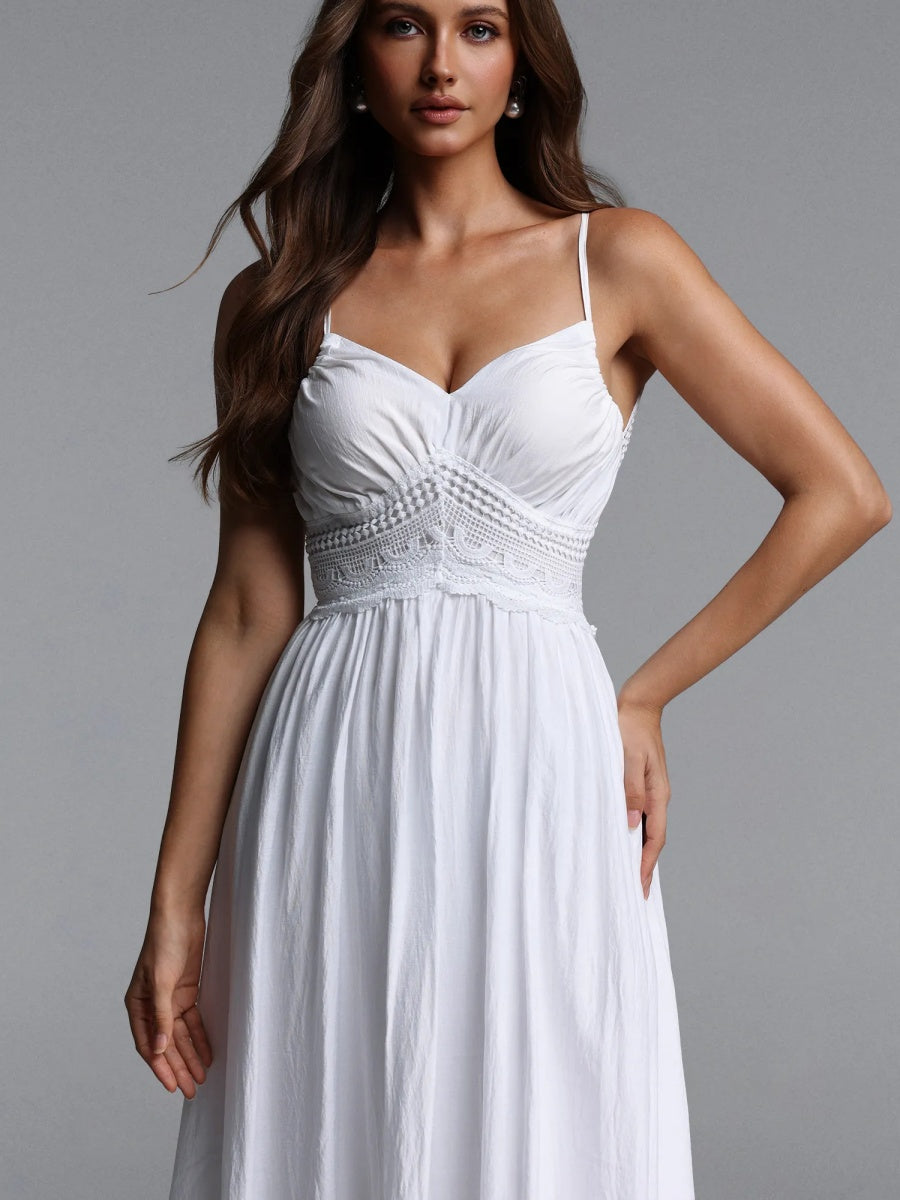 Aurora Crochet-Waist Tiered Cotton Maxi Dress