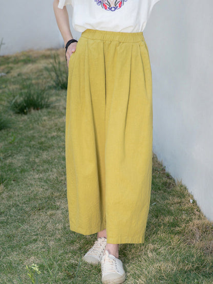 Loose Wide Leg Elasticity Solid Color Casual Pants Bottoms