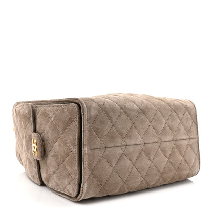 Suede Quilted Small Chanel 25 Handbag Dark Grey