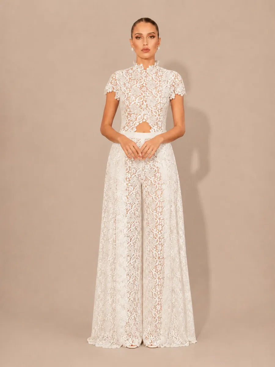 Pandora Lace-Panel Top and Trousers Set