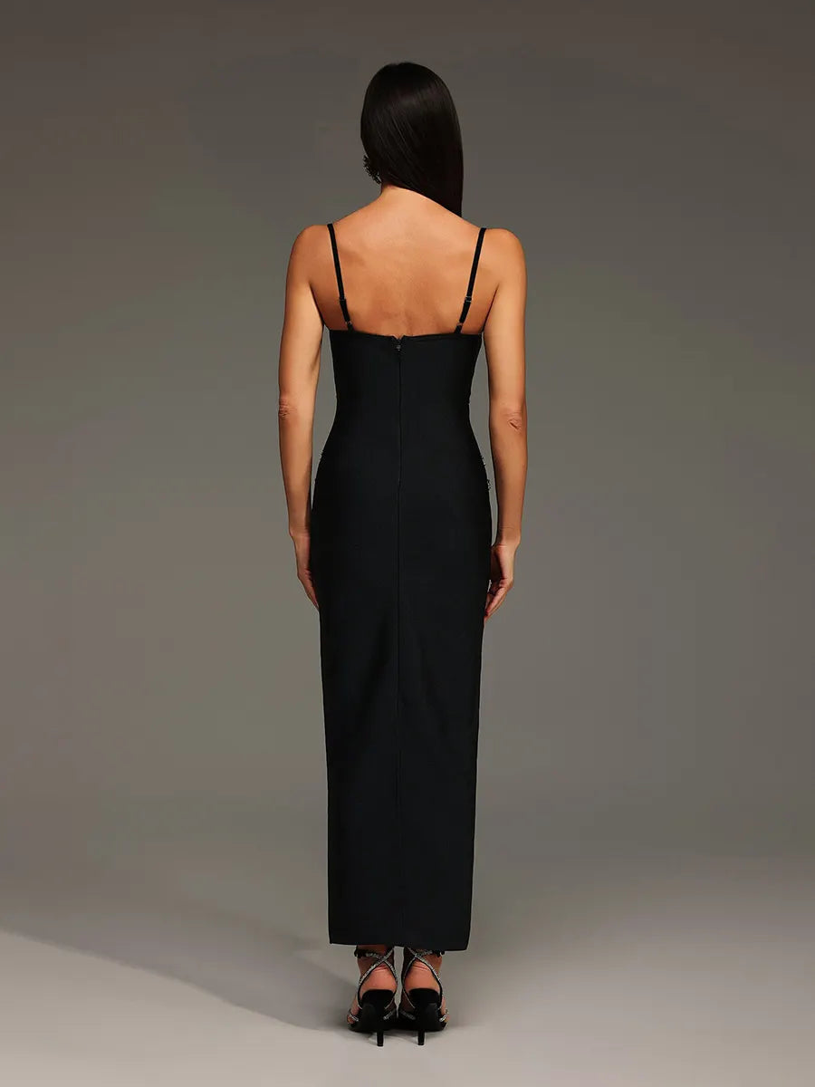 Aurelia Diamond V-Neck Bandage Maxi Dress