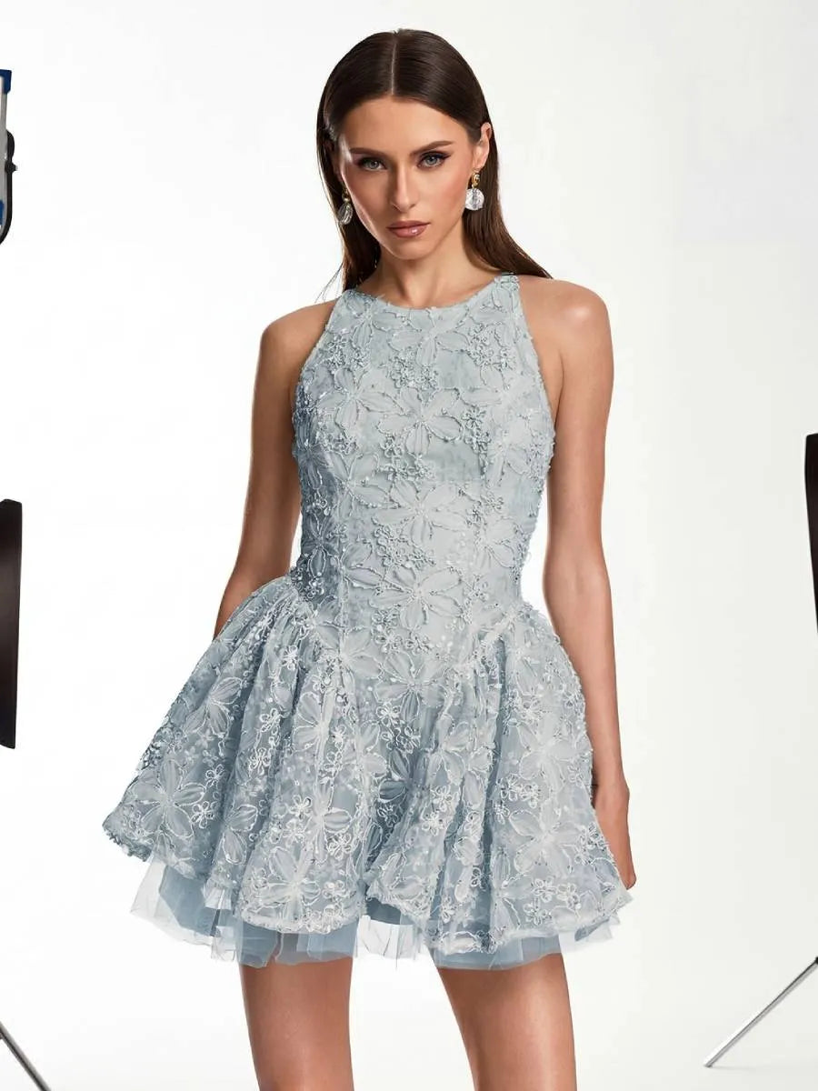 Aria Sequin Floral Tulle Mini Dress