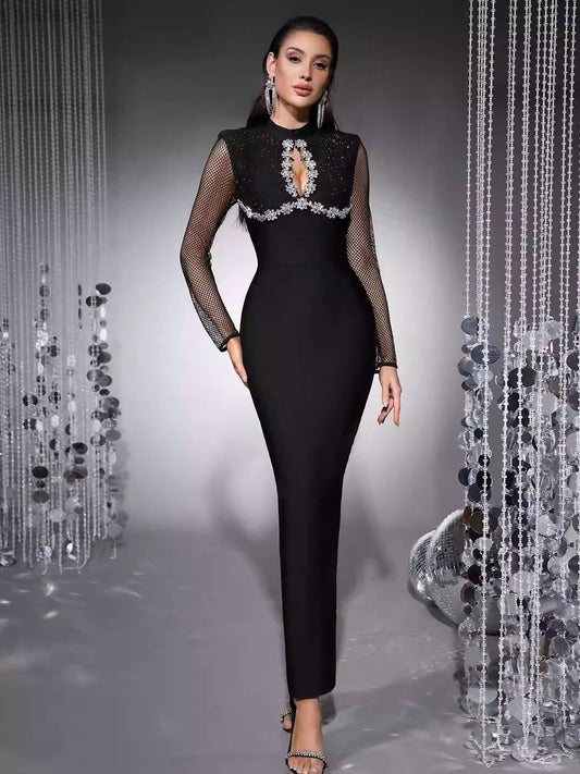 Aileen Rhinestone Patchwork Maxi Dress
