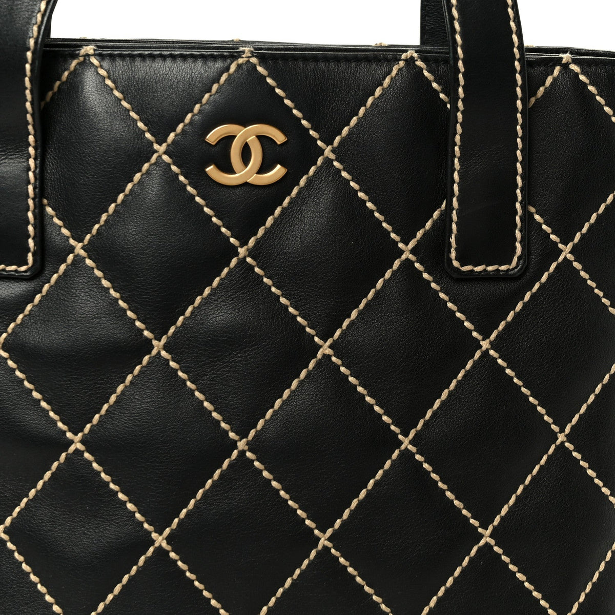 Calfskin Wild Stitch Tote Black